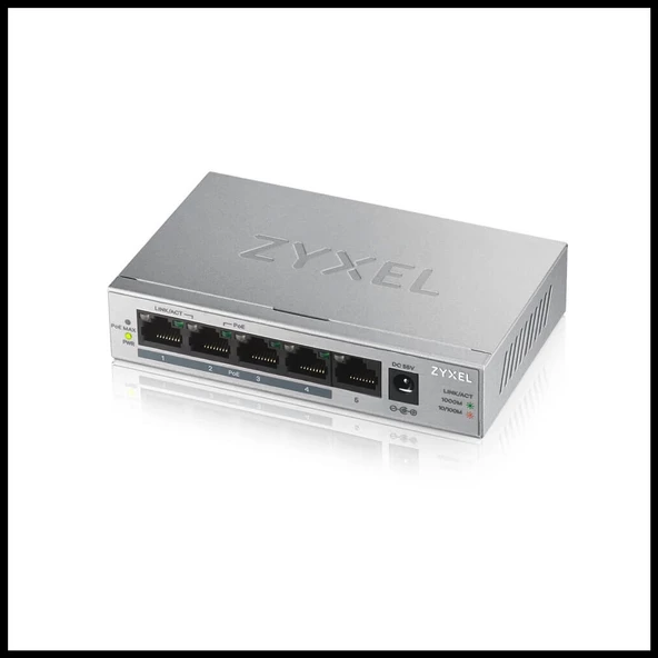 Zyxel Gs1005hp, 5 Port, Gigabit, 5 Port Poe 60w, Yönetilemez, Masaüstü Switch