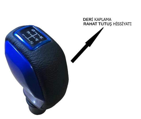 Peugeot 207 Deri Kaplama Mavi Spor Vites Topuzu M111578 - 3