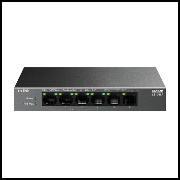 Tp-lınk Ls106lp, Green Tech, 6 Port, Megabit, 4 Port Poe, Metal Kasa, 41w, Yönetilemez, Masaüstü Switch