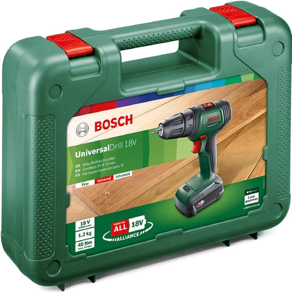 Bosch Universaldrill 18V Tek Akü 1,5 Ah Akülü Matkap Vidalama - 06039D4001 - 6