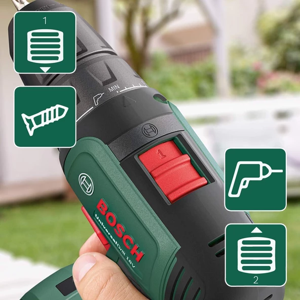 Bosch Universaldrill 18V Tek Akü 1,5 Ah Akülü Matkap Vidalama - 06039D4001 - 2