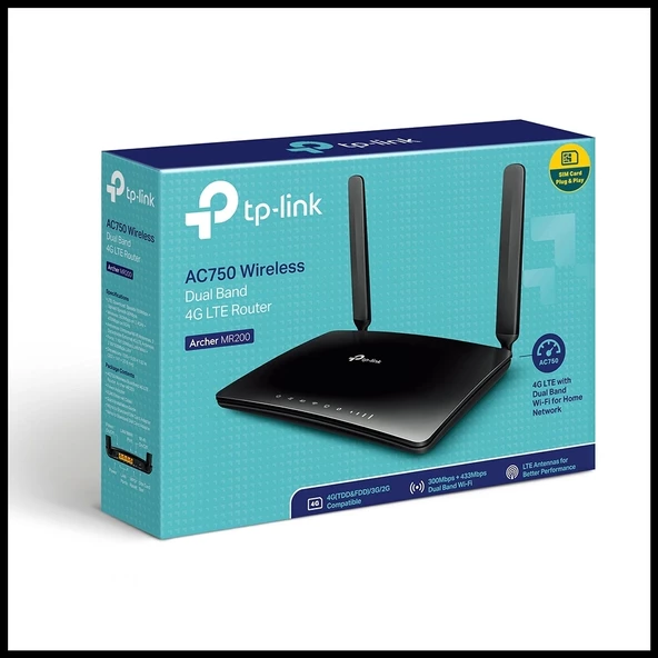 Tp-lınk Archer Mr200, Ac750, 4port, 300-433mbps, Dual Band Wifi, Masaüstü, Lte Micro Sim Kart Takılabilir 3g-4g Destekli