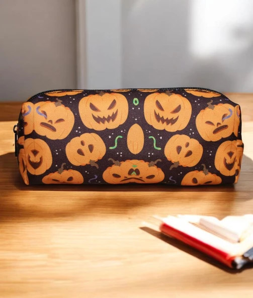Cadılar Bayramı Temalı Tatlı Kalemlik - Okul Kalemliği-Makyaj Çantası Bal Kabağı Kalemlik - 3
