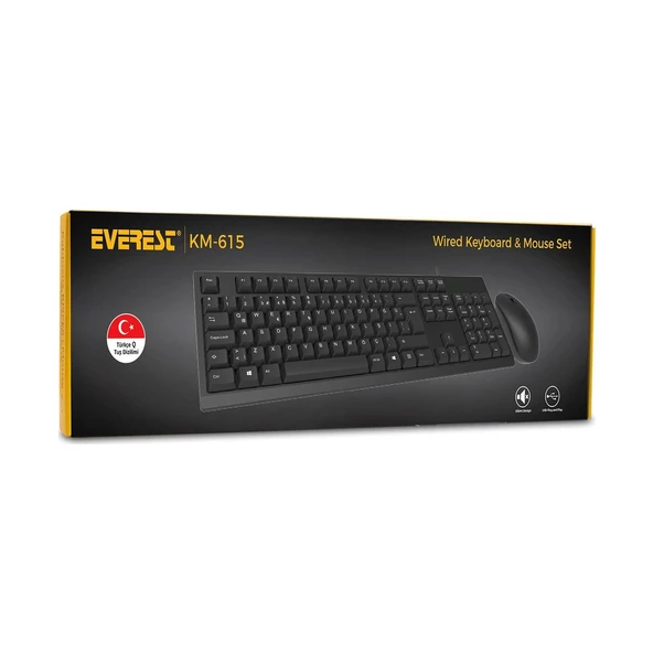 Everest KM-615 Siyah Usb Combo Q Standart Klavye + Mouse Set - 32914 - 4