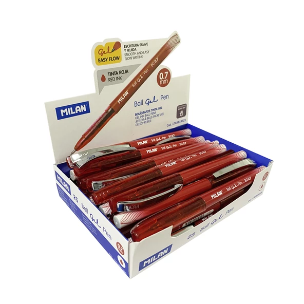 MILAN 1765819325 BALL KIRMIZI GEL KALEM - 25Lİ ürün görseli