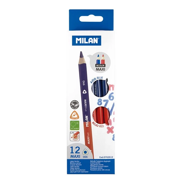 MILAN 702612 MAXI ÇİFT UÇLU KURU BOYA KALEMİ - 12 Lİ - 1