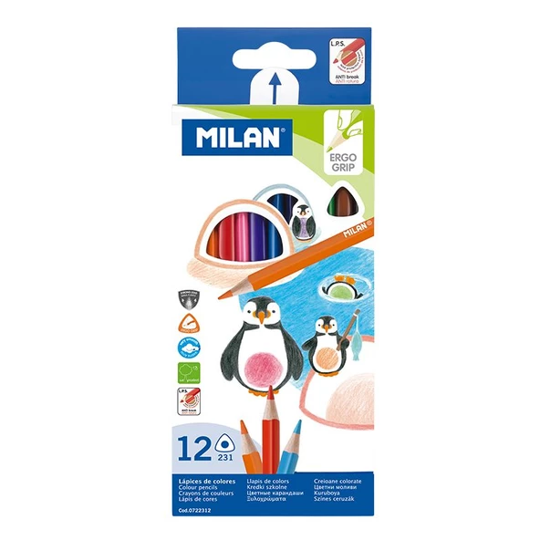 MILAN 722312 COLOURS ÜÇGEN KURU BOYA KALEMİ - 12 Lİ
