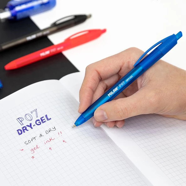 MILAN 176542125 DRY-GEL P07 KIRMIZI GEL KALEM - 25ADET - Resim 3