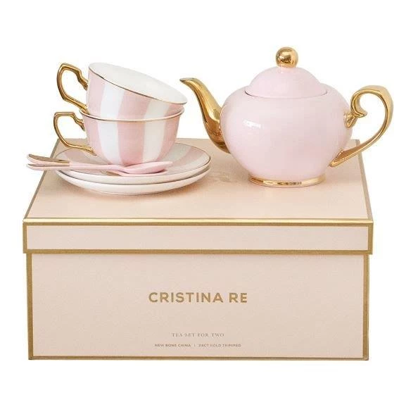 Cristina Re Two Cup Blush Stripe Teaset ürün görseli