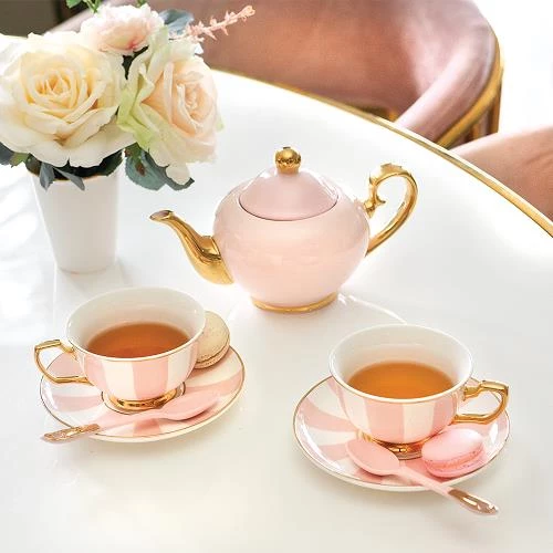 Cristina Re Two Cup Blush Stripe Teaset - Resim 4