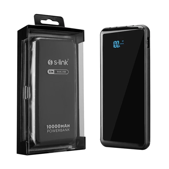 S-Link IP-G13K Port+Micro+Usb Girişli 10000mah Siyah Powerbank Lcd Göstergeli - 36285