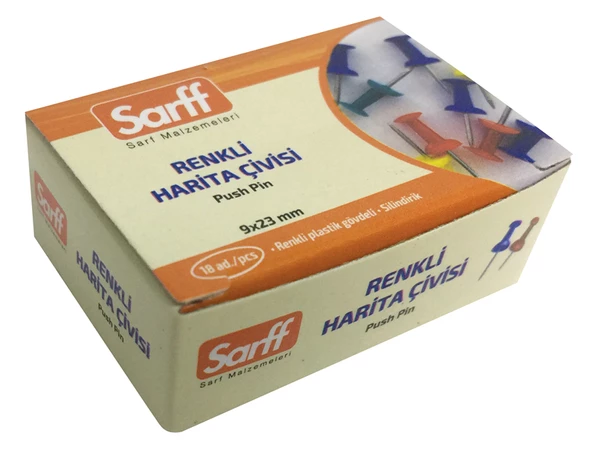 SARFF RENKLİ HARİTA ÇİVİSİ 10'LU KUTU