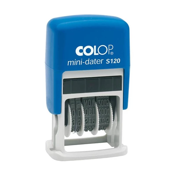 COLOP S120 MİNİ TARİH KAŞE(TR/YAZI) MAVİ KASA MAVİ KEÇE - 8X45MM