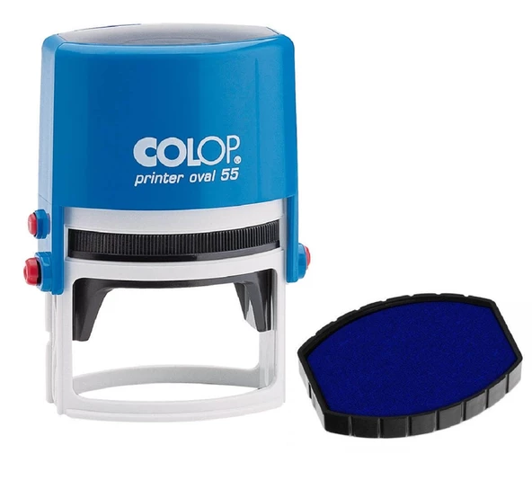 COLOP PRINTER OVAL 55 MAVİ KASA MAVİ KEÇE - 35X55MM