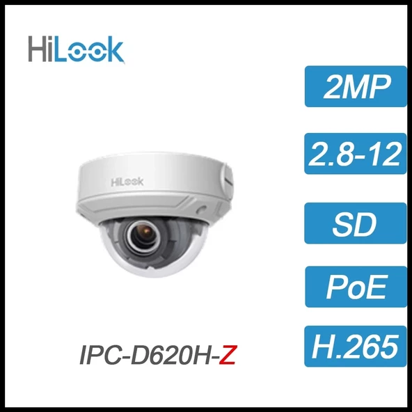 Hılook Ipc-d620h-z, 2mpix, 2,8-12mm Motorize Lens, H265+,30mt Gece Görüşü, Poe, Ip67, Ik10, Dome, Ip Kamera