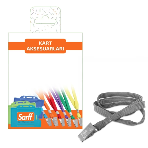 SARFF METAL KLİPSLİ GRİ ASKI İPİ BLİSTER - 10ADET
