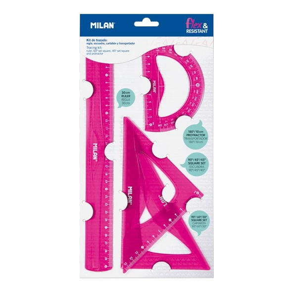 MILAN 359801P ACID PEMBE ESNEK CETVEL SETİ - 4 LÜ