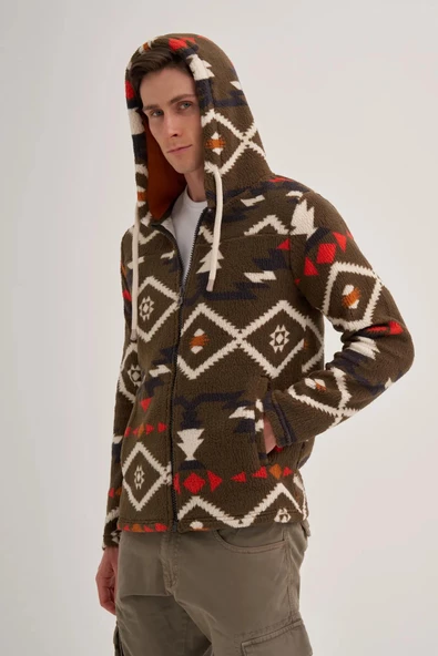 Cazador ERKEK PELUŞ SWEAT TAM FERMUAR HIRKA 5094 HAKİ - 3