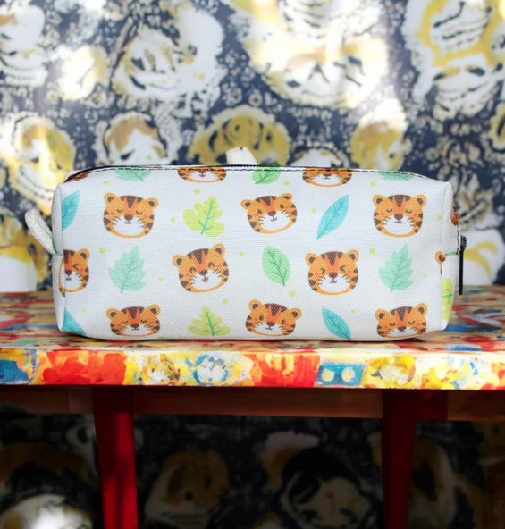 Kaplan Desenli Tatlı Kalemlik - Okul Kalemliği-Makyaj Çantası - 3