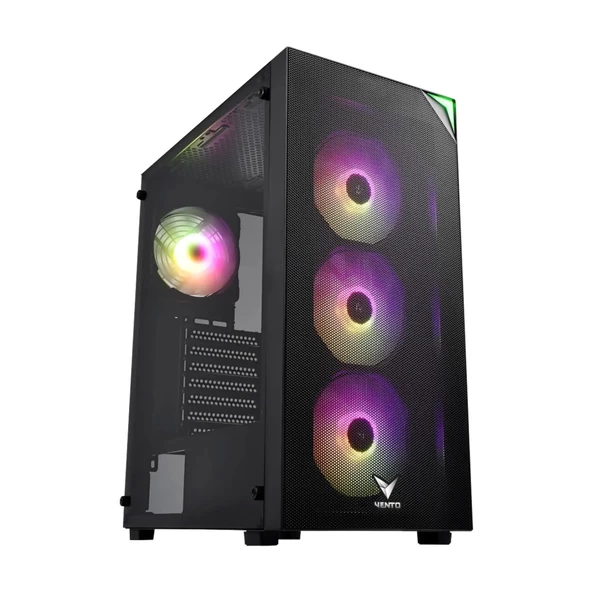 Vento Vg3400s Mid Tower, 550w 80+ Siyah, Temperli Cam, Rgb, Atx Gamıng Kasa