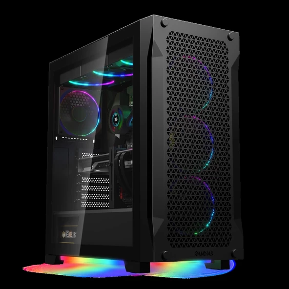 Gamdıas Athena P1, 750w, Tempered Glass, Type-c Çıkışlı, Mesh, Black Edition, Argb, 80+ Bronze, Atx, Gamıng Kasa