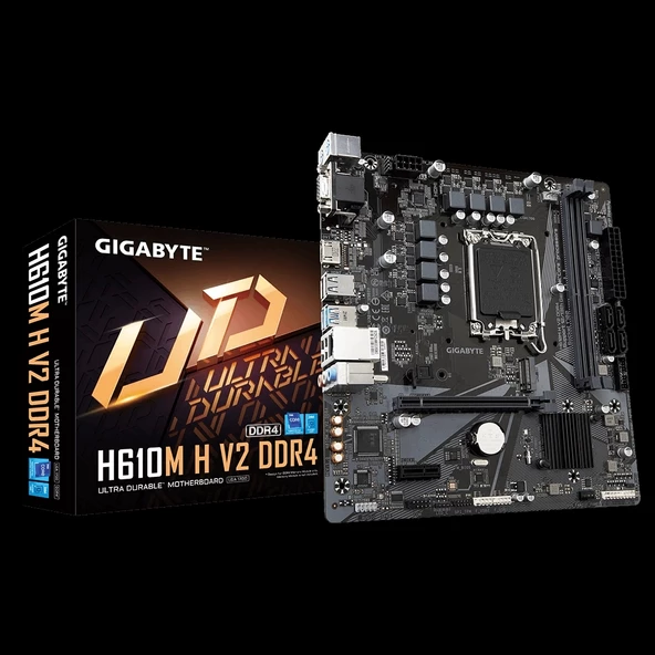 Gıgabyte H610m-h-v2 Rev.1.0, 2xddr4, M.2, D-sub, Hdmı, 12-13.nesil, Lga1700 Soket, Anakart