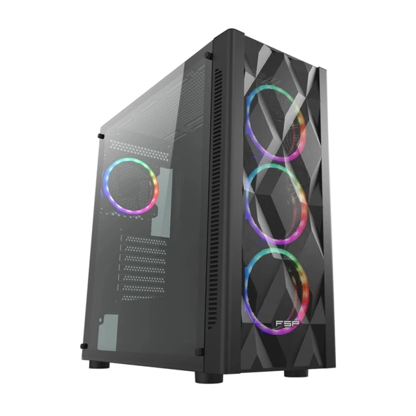 Fsp Cmt595al Mid Tower, 850w 80+ Bronze, Siyah,  Temperli Cam, Rgb, Atx Gamıng Kasa