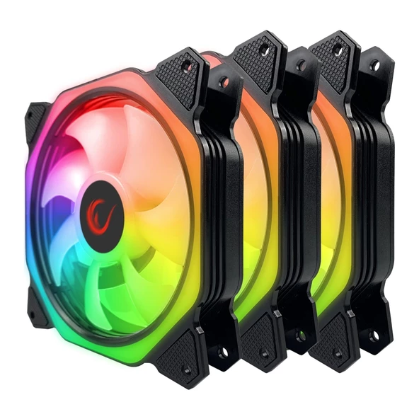 Rampage Coolwınd F1, 38cfm, 1200rpm, 3x12cm Argb Fan, Kontrolcü Hub + Kumandalı 6pin Siyah Kasa Fan Kiti