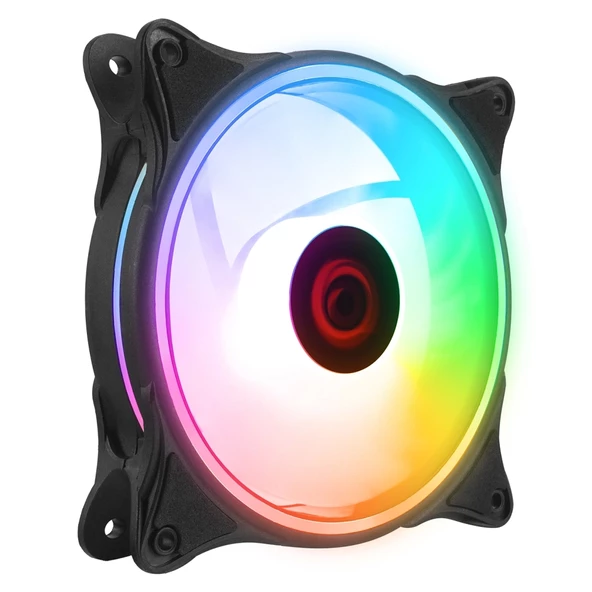 Rampage Glare F50, 38cfm, 1200rpm, 12cm, Rainbow, 3p+4p Molex Soketli, Siyah Kasa Fanı