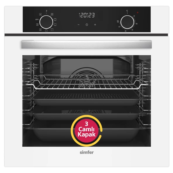 Simfer 10 Fonksiyon Airfry Beyaz Ankastre Set (8216 Fırın + 3507 Ocak + 8739 Davlumbaz) - 2