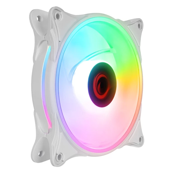 Rampage Glare F50, 38cfm, 1200rpm, 12cm, Rainbow, 3p+4p Molex Soketli, Beyaz Kasa Fanı