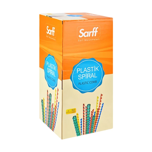 SARFF 25MM MAVİ PLASTİK SPİRAL KUTU - 50ADET