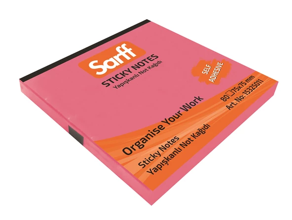 SARFF 75X75MM NEON PEMBE YAPIŞKANLI NOT KAĞIDI - 80YP