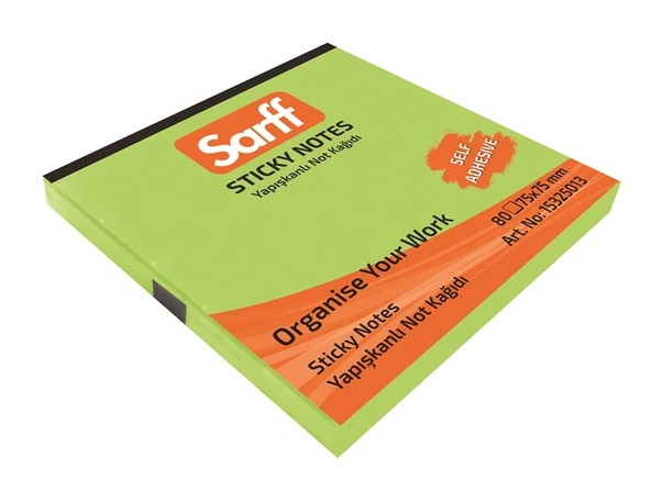 SARFF 75X75MM NEON YEŞİL YAPIŞKANLI NOT KAĞIDI - 80YP