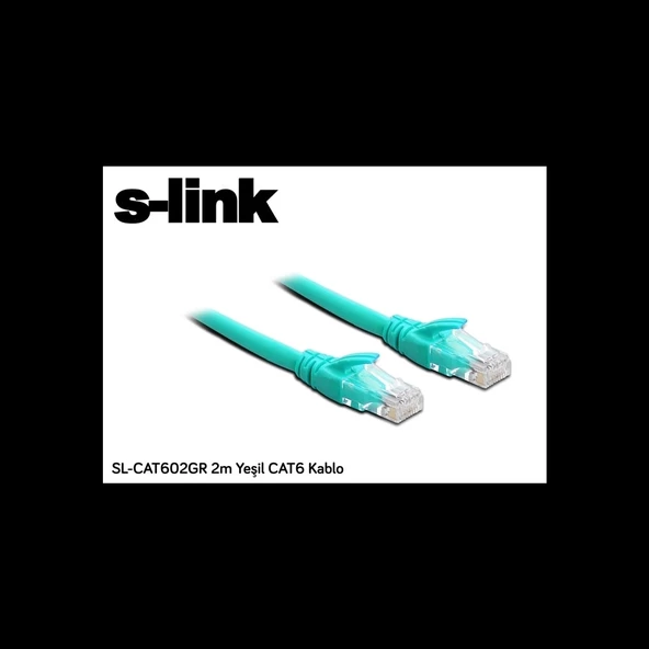 S-lınk Sl-cat602gr, Cat6, Patch, 2mt, Kablo (yeşil)