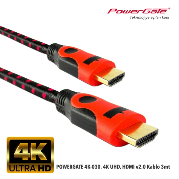 Powergate 4k-030, 4k Uhd, Hdmı V2,0 Kablo 3mt