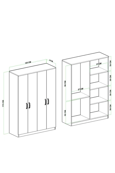 Evdemo Gabi 4 Kapaklı Gardırop  Beyaz - 6