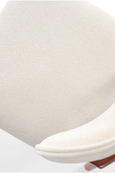 Evdemo Polo Bukle Kumaş Ahşap Lüks Sandalye Krem - 6