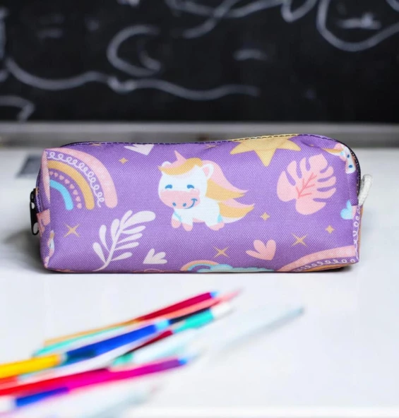 Unicorn Desenli Tatlı Kalemlik - Okul Kalemliği-Makyaj Çantası - 2