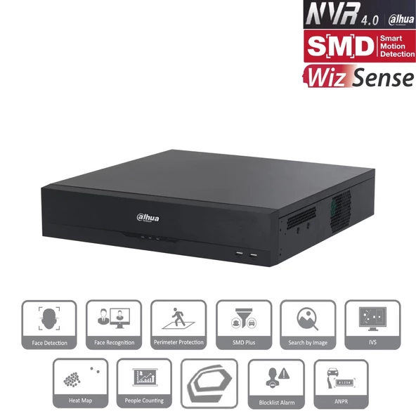 Dahua  Nvr5832-eı, 32kanal, 32mpix, H265+, 8 Hdd Desteği, 1080p Kayıt, 384mbps Bant Genişliği, 2 Port Gigabit Lan, Raıd