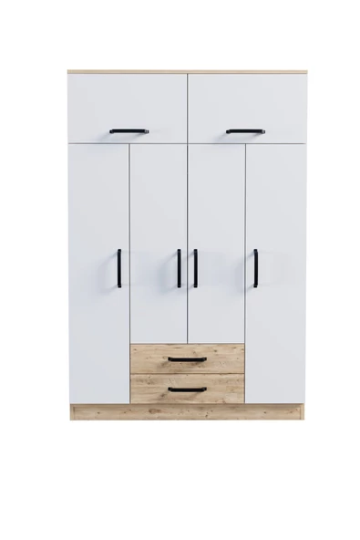Evdemo Tema 6 Kapak 2 Çekmeceli Gardırop Atlantik Çam Beyaz - 5