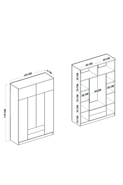 Evdemo Tema 6 Kapak 2 Çekmeceli Gardırop Atlantik Çam Beyaz - 7