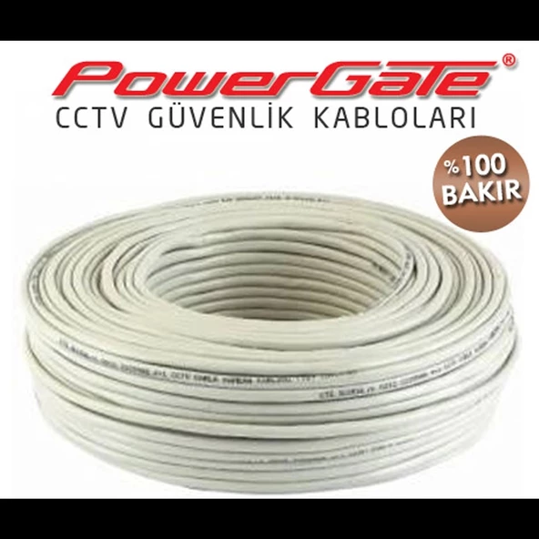 Powergate Pro 100mt, 2+1 (2x0,50+0,33) %100bakır, Cctv Güvenlik Kablosu