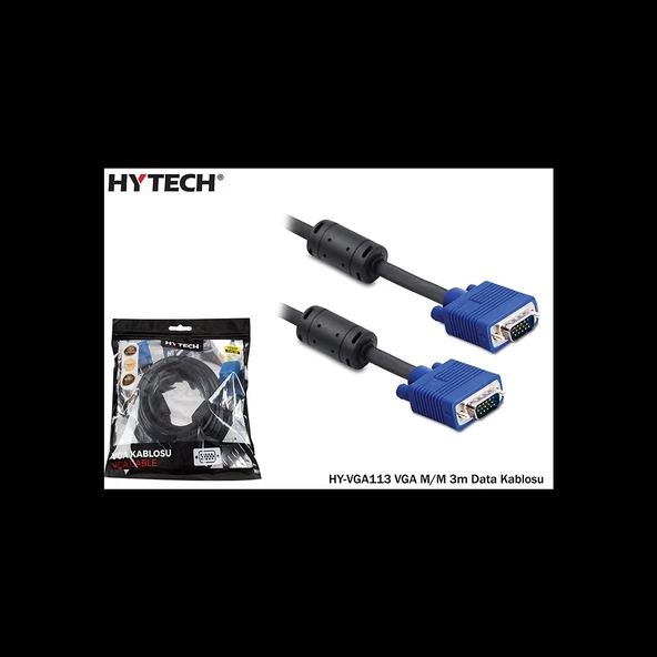 Hytech Hy-vga113, 15pin, İki Ucu Erkek, 3mt, Vga Kablosu