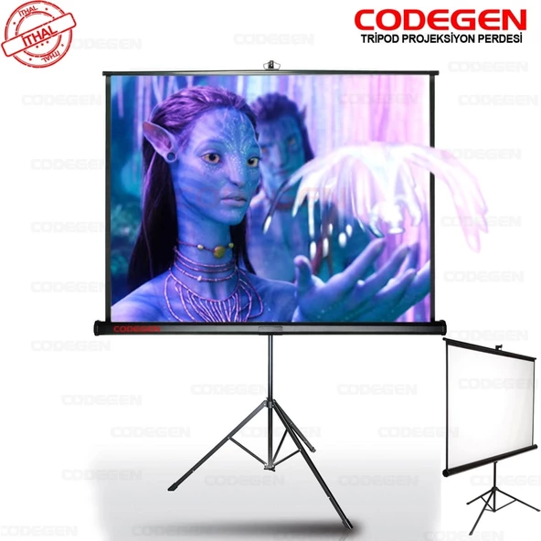 Codegen Tx-18 Trıpod Projeksiyon Perdesi 180x180 (arkası Siyah Fonlu - Taşınabilir Ayaklı Model)