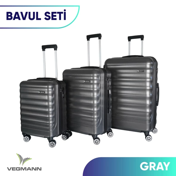 Vegmann Tartılı Scadel Antrasit 3 lü Valiz Seti - 6