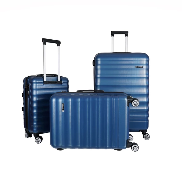 Vegmann Tartılı Scadel Mavi 3 lü Valiz Seti - 2