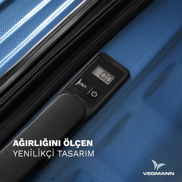 Vegmann Tartılı Scadel Mavi 3 lü Valiz Seti - 3