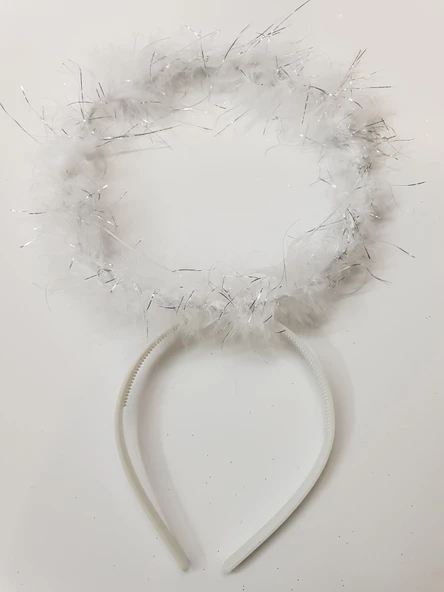 Beyaz Otrişli Dantel Tüllü Peri Kanadı ve Peri Tacı Seti 45x40 cm - 3