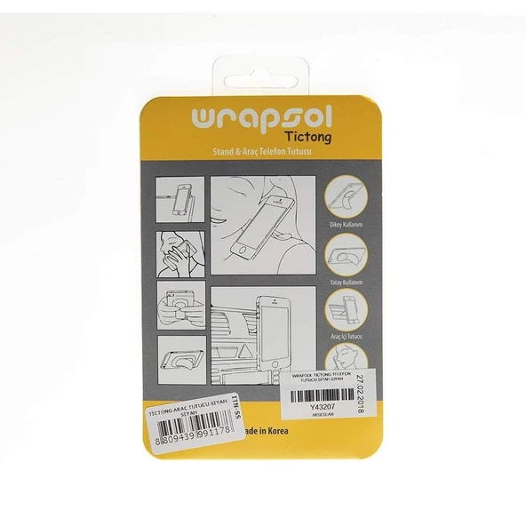 Wrapsol Tictong Pratik Araç Telefon Tutucu ve Telefon Standı Siyah - 5